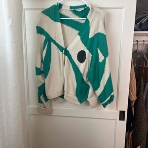Marimekko Green and Cream Women's Cardigan